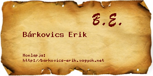 Bárkovics Erik névjegykártya